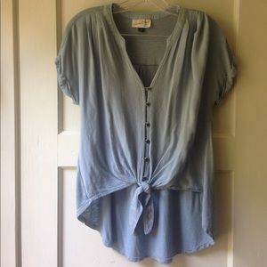 Universal Thread Hi Low Tie Front Blue Blouse